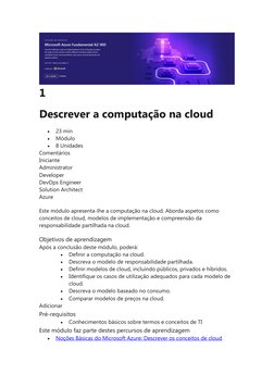 1
Descrever a computação na cloud

23 min

Módulo

8 Unidades
Comentários
Iniciante
Administrator
Developer
DevOps Enginee