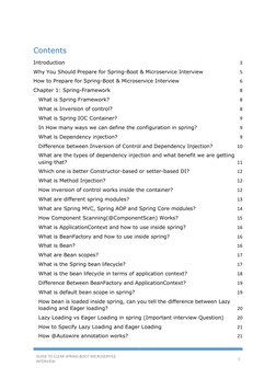 GUIDE TO CLEAR SPRING-BOOT MICROSERVICE 
INTERVIEW 
1 
 
 
Contents 
Introduction 
3 
Why You Should Prepare for Spring-B