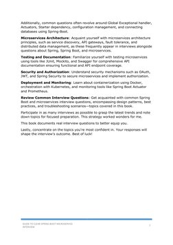 GUIDE TO CLEAR SPRING-BOOT MICROSERVICE 
INTERVIEW 
7 
 
Additionally, common questions often revolve around Global Excep