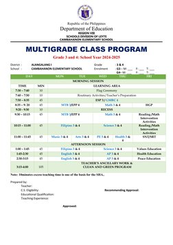 Multigrade Class Program for Grades 3-4 | PDF