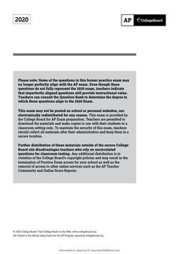 © 2020 College Board. Visit College Board on the Web: www.collegeboard.org.
AP Central is the official online home for the AP
