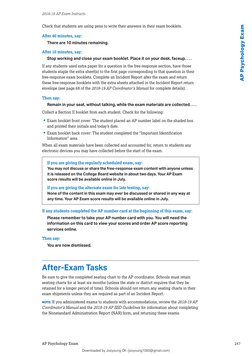 AP Psychology Exam 
AP Psychology Exam  
247
2018-19 AP Exam Instructions
Check that students are using pens to write their a