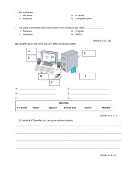 Grade 6 ICT Past Paper - 1st Term | PDF | Input/Output | Computer Hardware