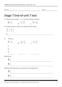 End-of-Unit 7 Maths Test Grade 7 | PDF | Mathematics | Arithmetic