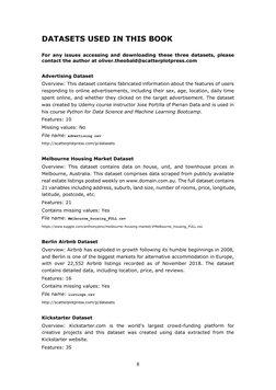 8 
DATASETS USED IN THIS BOOK 
For any issues accessing and downloading these three datasets, please 
contact the author at o