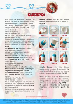 3
CUERPO:
CUERPO:
@corazondemelocoton91
Esta pieza la estaremos tejiendo en
espiral, con hilo de color blanco y azul,
recomen