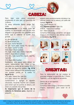 4
CABEZA:
CABEZA:
@corazondemelocoton91
2024, Amigurumi diseñado por M. Alejandra Londoño B. para Corazondemelocotón91, todos