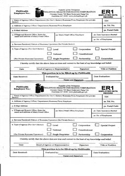 PhilHealth Employer Data Record ER1 Form | PDF | Business | Economies