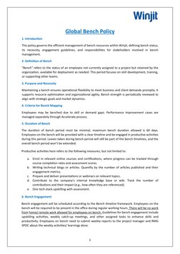 Cognizant Global Bench Policy 2024 | PDF | Employment | Performance ...