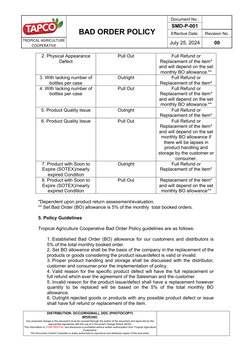 Bad Order Policy Overview | PDF | Business