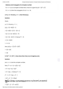 Complex Numbers Practice Questions | PDF | Complex Number | Schools