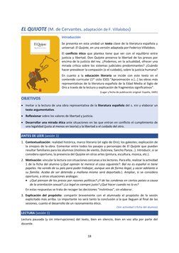 18 
 
EL QUIJOTE (M. de Cervantes, adaptación de F. Villalobos) 
 
Introducción 
Se presenta en esta unidad un texto clave de