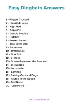 Easy Dingbats Quiz for Kids | PDF