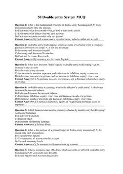 Double Entry System MCQs and Answers | PDF | Debits And Credits ...