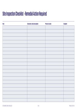 
PAGE 03 OF 03
SSSP FORM 5
SSSP Form 5
V1.0
SITE INSPECTION CHECKLIST
Site Inspection Checklist - Remedial Action Required
I