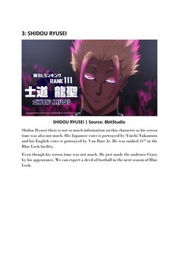 3: SHIDOU RYUSEI 
 
                       SHIDOU RYUSEI | Source: 8bitStudio 
Shidou Ryusei there is not so much informati