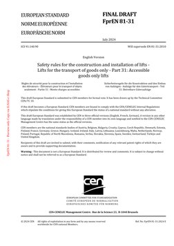 EN 81-31: Safety for Goods Lifts | PDF | Elevator | Manufactured Goods