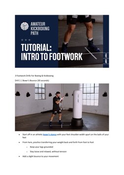 (https://youtu.be/2pG_tEmLej4)3 Footwork Drills For Boxing & Kickboxing
Drill 1 | Boxer’s Bounce (30 seconds)

Start off in
