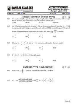 Bansal Classes Maths DPP for JEE 2016 | PDF | Equations | Matrix ...