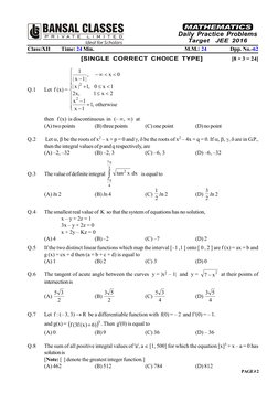 Bansal Classes Maths DPP for JEE 2016 | PDF | Equations | Matrix ...