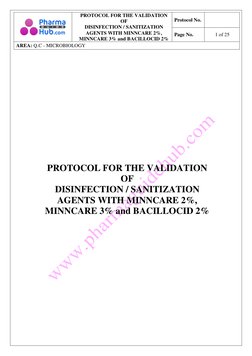 Disinfection Validation Protocol for Minncare and Bacillocid | PDF ...