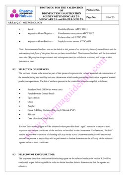 Disinfection Validation Protocol for Minncare and Bacillocid | PDF ...