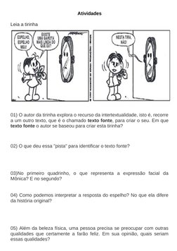 Atividades de Intertextualidade 6º Ano | PDF | Quadrinhos