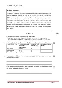 Grade 4 Term 3 Maths Project 2024 | PDF | Mathematics