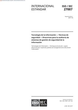 INTERNACIONAL
ESTÁNDAR
ISO / IEC
27007
Segunda edicion
2017-10
Tecnología de la información — Técnicas de 
seguridad — Direct