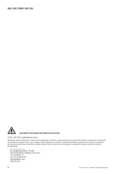 ISO / IEC 27007: 2017 (E)
DOCUMENTO PROTEGIDO POR DERECHOS DE AUTOR
© ISO / IEC 2017, publicado en Suiza
Reservados todos los
