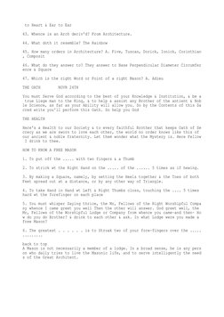 to Heart & Ear to Ear
43. Whence is an Arch deriv'd? From Architecture.
44. What doth it resemble? The Rainbow
45. How many