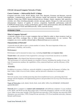 1 
COS 441 Advanced Computer Networks (3 Units)  
Course Contents: --- Delivered By Prof F. S. Bakpo 
Computer networks, LA
