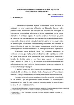 PORTFÓLIOS COMO INSTRUMENTOS DE AVALIAÇÃO DOS 
PROCESSOS DE ENSINAGEM1[1]
MSc Leonir Pessate Alves
pessate@uol.com.br (mailto
