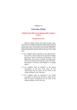 S.Y.B.A. / 5
University of Pune
Syllabi for the Three-Year Integrated B.A. Degree
Course
Second Year B.A.
The B.A. Degree Cou