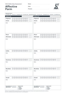 Sca Scale SCA Coffee Value Assessment Form | PDF | Taste | Vanilla
