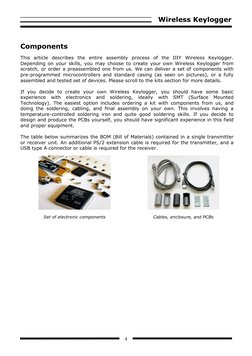 Wireless Keylogger 
 
4 
 
Components 
This article describes the entire assembly process of the DIY Wireless Keylogger. 
Dep