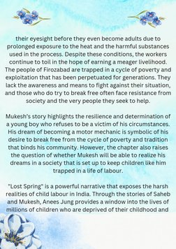 their eyesight before they even become adults due to 
prolonged exposure to the heat and the harmful substances 
used in the