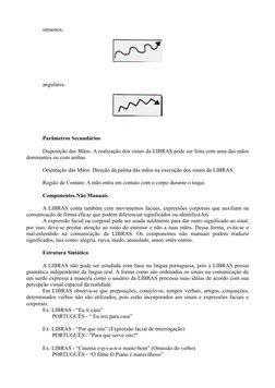 sinuosos,
 
angulares.
Parâmetros Secundários
Disposição das Mãos: A realização dos sinais da LIBRAS pode ser feita com uma d