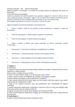 Professor Eduardo – LPL  -  Sinais de Pontuação 
Material relativo a introdução e a revisão de conceitos básicos de utilizaçã