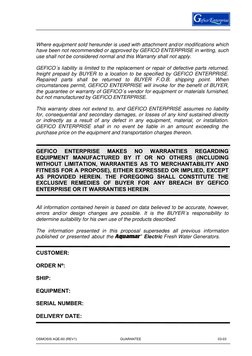OSMOSIS AQE-60 (REV1) 
          GUARANTEE 
03-03 
 
 
Where equipment sold hereunder is used with attachment and/or modifi