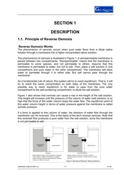OSMOSIS AQE-60 (REV-3) 
 
01-05 
3
1-3
 
 
SECTION 1 
 
DESCRIPTION 
 
1.1. Principle of Reverse Osmosis 
 
 Reverse Osmosi