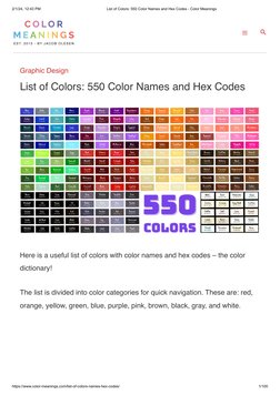 550 Color Names and Hex Codes | PDF | Color | Image Processing
