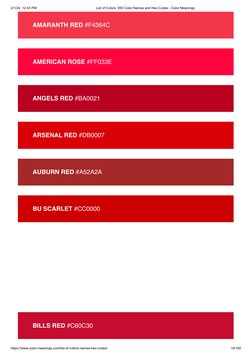 550 Color Names and Hex Codes | PDF | Color | Image Processing