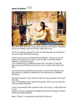 Netcheru Hymn of Offerings to Goddess Bastet | PDF