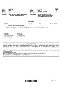 Report Status    :
Age
Gender
Reported        
Interim
LPL-NATIONAL REFERENCE LAB
National Reference laboratory, Block E, 
Se