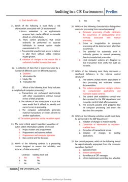 Auditing in CIS Environment Test Bank | PDF | Computer Network | Audit