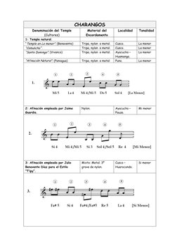 CHARANGOS 
Denominación del Temple 
(Cultores) 
Material del 
Encordamento 
Localidad  
Tonalidad 
 
1: Temple natural.