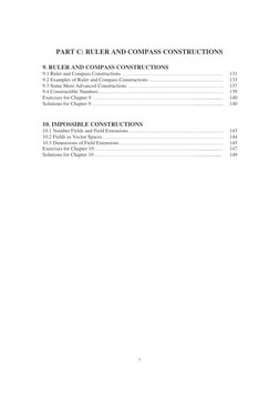 7 
PART C: RULER AND COMPASS CONSTRUCTIONS 
 
9. RULER AND COMPASS CONSTRUCTIONS 
 
9.1 Ruler and Compass Constructions ………