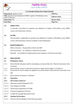HPLC Agilent 1260 SOP: Operation & Calibration | PDF | High Performance ...