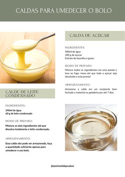 400ml de água
200 g de açúcar
Extrato de baunilha à gosto
CALDAS PARA UMEDECER O BOLO
@tamiresfelipecakes
CALDA DE AÇÚCAR
ING